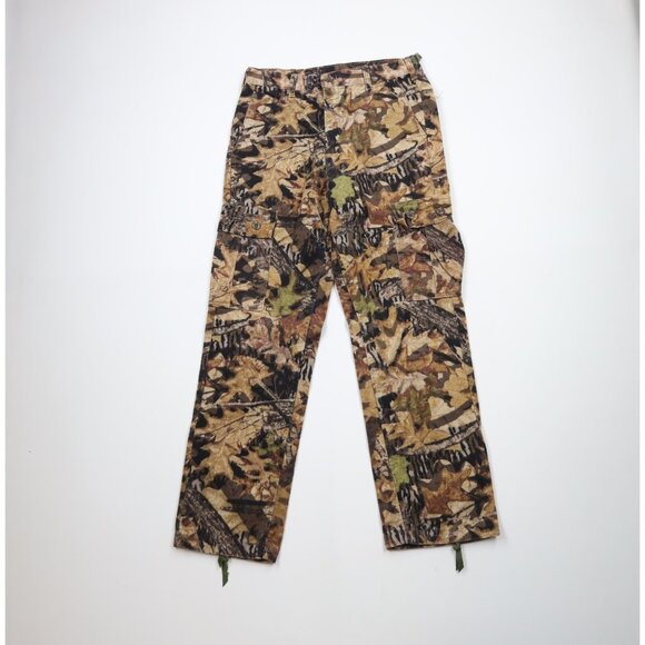 Vtg 90s Mossy Oak Camouflage Mens Small Wide Leg Chamois Cloth Cargo Pants USA